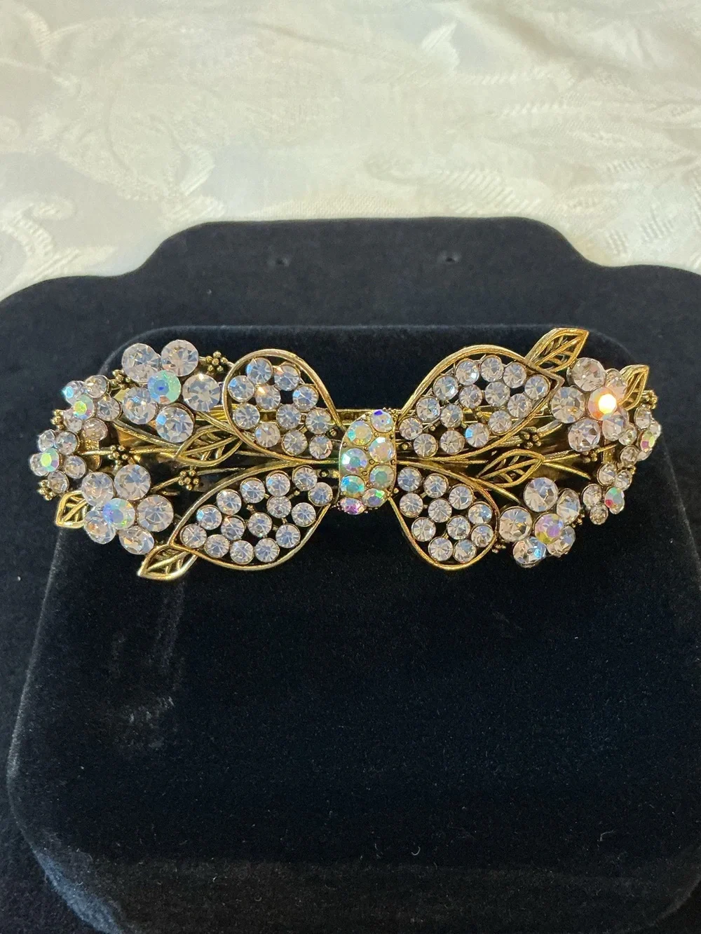 Aurora Borealis Gold Tone Hair Clip add touch